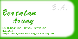 bertalan arvay business card