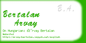 bertalan arvay business card